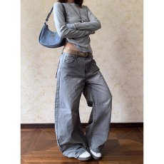 批发美式复古高腰阔腿牛仔裤女夏季2026<b class='q'>新款</b>设计感宽松垂感拖地直筒裤