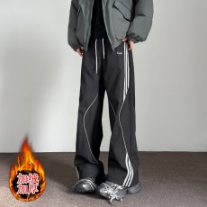 批发加绒条纹黑色冲锋裤男款潮牌美式复古街头休闲户外运动登山工<b class='q'>装裤</b>