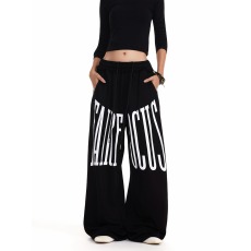 批发美式复古大字母印花抽绳休闲裤男女<b class='q'>街头</b>小众宽松百搭爵士舞裤子潮