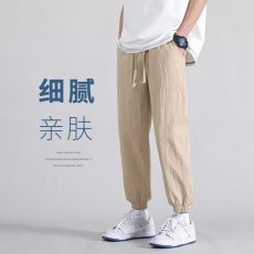 批发高街美式<b class='q'>亚麻</b>束脚<b class='q'>裤</b>男秋季新款宽松长<b class='q'>裤</b>子男士休闲运动卫<b class='q'>裤</b>