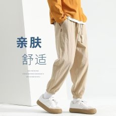 批发日系复古<b class='q'>亚麻</b>束脚<b class='q'>裤</b>男生2025秋季宽松长<b class='q'>裤</b>子男款休闲运动卫<b class='q'>裤</b>
