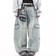 批发美式高街复古工<b class='q'>装裤</b>男ins潮牌潮流设计感小众牛仔裤宽松直筒裤子