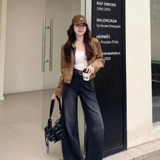 批发黑灰色<b class='q'>牛仔裤</b>女2025秋冬新款高腰薄绒修身显瘦紧身加绒小脚铅笔裤