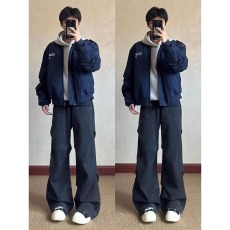 批发2025新款宽松休闲牛仔<b class='q'>裤</b>男<b class='q'>韩版</b>潮流百搭<b class='q'>裤</b>子秋季坠感阔腿拖地长<b class='q'>裤</b>