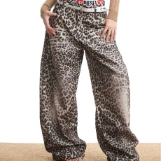 批发美式设计感豹纹牛仔裤女秋冬<b class='q'>大码</b><b class='q'>胖</b><b class='q'>MM</b><b class='q'>高腰</b>垂感显瘦阔腿裤直筒长裤