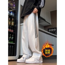 批发休闲运动长<b class='q'>裤</b>男女宽松<b class='q'>欧美</b>潮牌三条杠加厚直筒阔腿卫<b class='q'>裤</b>