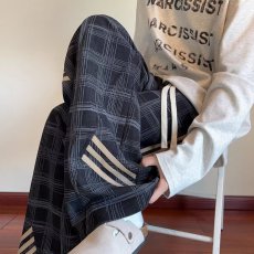 批发新款新中式格子裤男春秋季潮牌青少年宽松直筒休闲长裤子