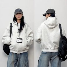 批发春季连帽百搭灰色卫衣2025年新款<b class='q'>时尚</b>宽松外套开衫<b class='q'>休闲</b>上衣