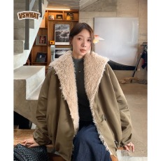 批发羊羔毛牛角扣翻领棉衣男女秋冬季美式宽松情侣棉服<b class='q'>外套</b>