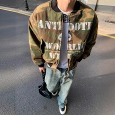 批发双面穿迷彩<b class='q'>外套</b>男款春秋季街头风棒球服美式高街飞行员夹克