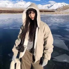 批发美式复古座山雕短款连帽毛领棉服男女冬季派克服棉衣<b class='q'>外套</b>