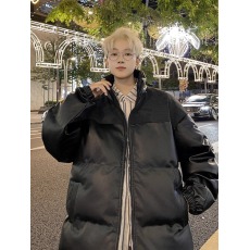 批发冬季美式PU皮羽绒服男士加厚情侣韩版ins潮流立领面包服宽松<b class='q'>外套</b>