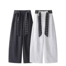 批发2025秋装新款时尚<b class='q'>休闲裤</b><b class='q'>女</b>百搭显瘦格子腰带<b class='q'>女</b>A字弯刀拖地长西裤