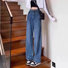 批发梨型身材黑色直筒牛仔裤<b class='q'>女</b>2025秋冬大码胖妹妹mm宽松显瘦阔腿<b class='q'>长裤</b>