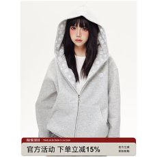 批发美式重磅空气层拉链开衫连帽卫衣<b class='q'>外套</b><b class='q'>男</b>女宽松廓形<b class='q'>休闲</b>上衣