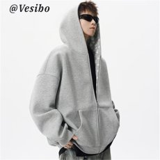 批发美式重磅空气层拉链开衫连帽卫衣<b class='q'>外套</b><b class='q'>男</b>女宽松廓形<b class='q'>休闲</b>上衣