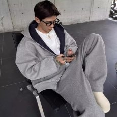 批发2025年灰色连帽<b class='q'>卫衣</b>春秋纯色外套宽松慵懒风拉链<b class='q'>开衫</b>上衣