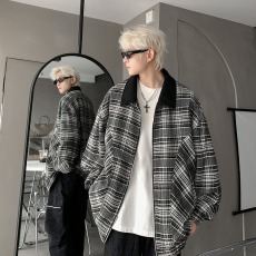 批发美式线条感<b class='q'>外套</b><b class='q'>男</b>春秋季青少年潮牌高街撞色翻领宽松百搭<b class='q'>休闲</b>夹克