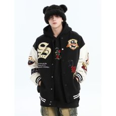 批发简约时尚国潮牌情侣美式<b class='q'>男</b>女款毛巾刺绣棒球服宽松<b class='q'>休闲</b>夹克<b class='q'>外套</b>