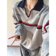 批发时尚潮流ins流行气质文艺简约日系新款<b class='q'>原宿</b><b class='q'>慵懒</b>百搭长袖POLO