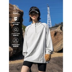 批发春秋新款户外速干衣防晒长袖T恤<b class='q'>男</b>女宽松百搭运动徒步<b class='q'>休闲</b>训练服