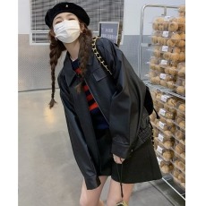 批发美式复古黑色机车<b class='q'>皮衣</b>2025年新款春秋款pu皮夹克<b class='q'>短款</b>外套甜酷潮