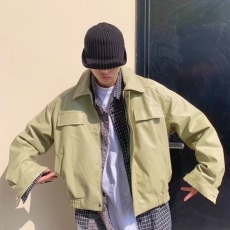 批发美式复古<b class='q'>短款</b><b class='q'>皮衣</b>外套男春秋季潮牌宽松休闲街头机车翻领PU皮夹克