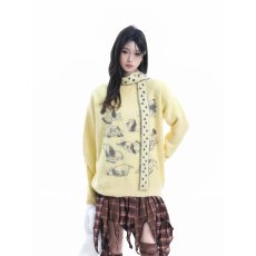 2025年美式复古仿貂毛斑点狗圆领毛衣男女秋针织衫外套