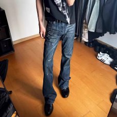 批发2025<b class='q'>春</b>秋新款美式复古微喇牛仔裤男女高腰弹力显瘦新款拖地喇叭裤