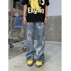 批发国潮复古星星印花牛仔裤女<b class='q'>春</b>秋美式高街显瘦直筒设计感小众阔腿裤