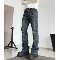 批发美式复古牛仔裤2025新款高个子加长<b class='q'>男</b>裤弹力微喇裤高街痞帅超长裤