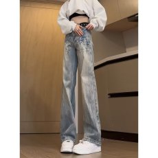 批发美式复古闪电裂纹vibe风<b class='q'>牛仔裤</b>男潮牌痞帅设计感男款显瘦直筒裤子