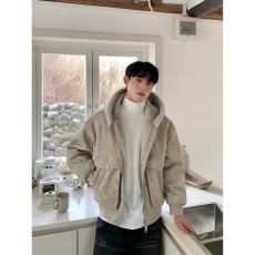 批发2025韩版重磅加绒连帽仿水貂毛棉服老钱座山雕<b class='q'>牛仔</b>棉衣外套