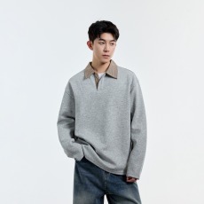 批发<b class='q'>男</b>美式复古<b class='q'>衬衫</b>领拼接宽松翻领卫衣春秋季新款松弛感<b class='q'>休闲</b>长袖上衣