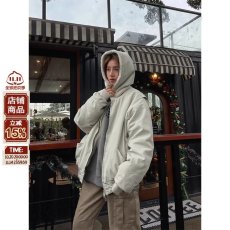 批发2025秋冬外套男女情侣款重磅仿兔毛连帽座山雕夹克连帽棉服外套