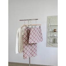 批发2025年冬季新款韩系甜辣妹粉色格纹毛呢半身裙直筒裙中长款A字裙