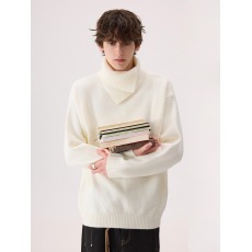 批发CHICERRO西西里男装高级感小众新中式领<b class='q'>白色</b>毛衣男生内搭中性风潮