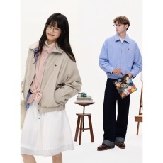 批发美式翻领双面穿刺绣格纹夹克<b class='q'>男</b>女复古经典哈灵顿<b class='q'>休闲</b>情侣<b class='q'>衬衫</b>外套