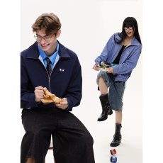 批发日系翻领斜纹刺绣棒球服<b class='q'>夹克</b>衫<b class='q'>男士</b>高级感秋冬季宽松拉链褂子<b class='q'>外套</b>