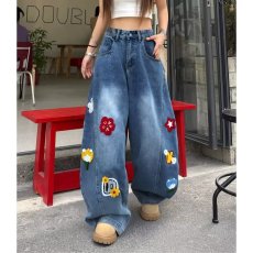 批发女童<b class='q'>裤</b>子春秋2025新款大童女孩春装阔腿<b class='q'>裤</b><b class='q'>儿童</b>刺绣韩版直筒牛仔<b class='q'>裤</b>