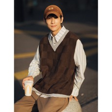 批发日系学院风针织衫<b class='q'>马甲</b><b class='q'>男</b>春秋季宽松圆领毛衣背心无袖百搭针织坎肩