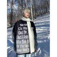 批发秋冬美式复古慵懒风圆领套头仿貂毛小众情侣毛衣男针织衫<b class='q'>外套</b>上衣