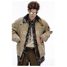 批发美式巴恩风翻领短款夹克男cleanfit工装<b class='q'>外套</b>女欧美街头底特律上衣