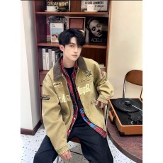 批发美式飞行员<b class='q'>夹克</b>男春秋2025新款翻领宽松休闲帅气<b class='q'>男士</b><b class='q'>外套</b>百搭