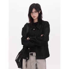 批发简约潮牌美式上衣设计感工装牛仔<b class='q'>外套</b>男女宽松设计感情侣百搭夹克