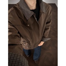 批发美式翻领夹克男款2025春秋季新款覆古痞帅宽松解构工装<b class='q'>外套</b>潮