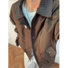 批发美拉德格纹拼接工装<b class='q'>外套</b>男秋季哈灵顿翻领棒球服意式短款飞行夹克