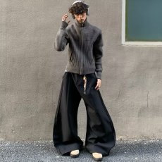 批发灰色双拉链开衫毛衣男款秋冬季内搭打底针织衫美式休闲慵懒风<b class='q'>外套</b>