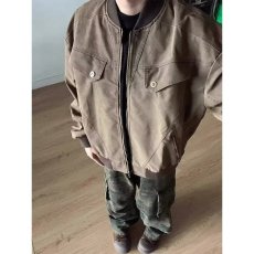 批发秋冬韩版时髦复古cleanfit工装皮质短款<b class='q'>夹克</b><b class='q'>外套</b><b class='q'>男士</b>宽松棒球服潮