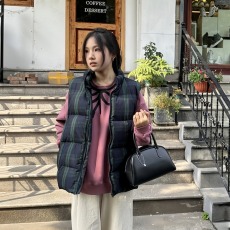 批发大码格子羽绒棉<b class='q'>马甲</b>女秋冬胖mm时尚百搭宽松无袖背心外穿<b class='q'>马夹</b>外套